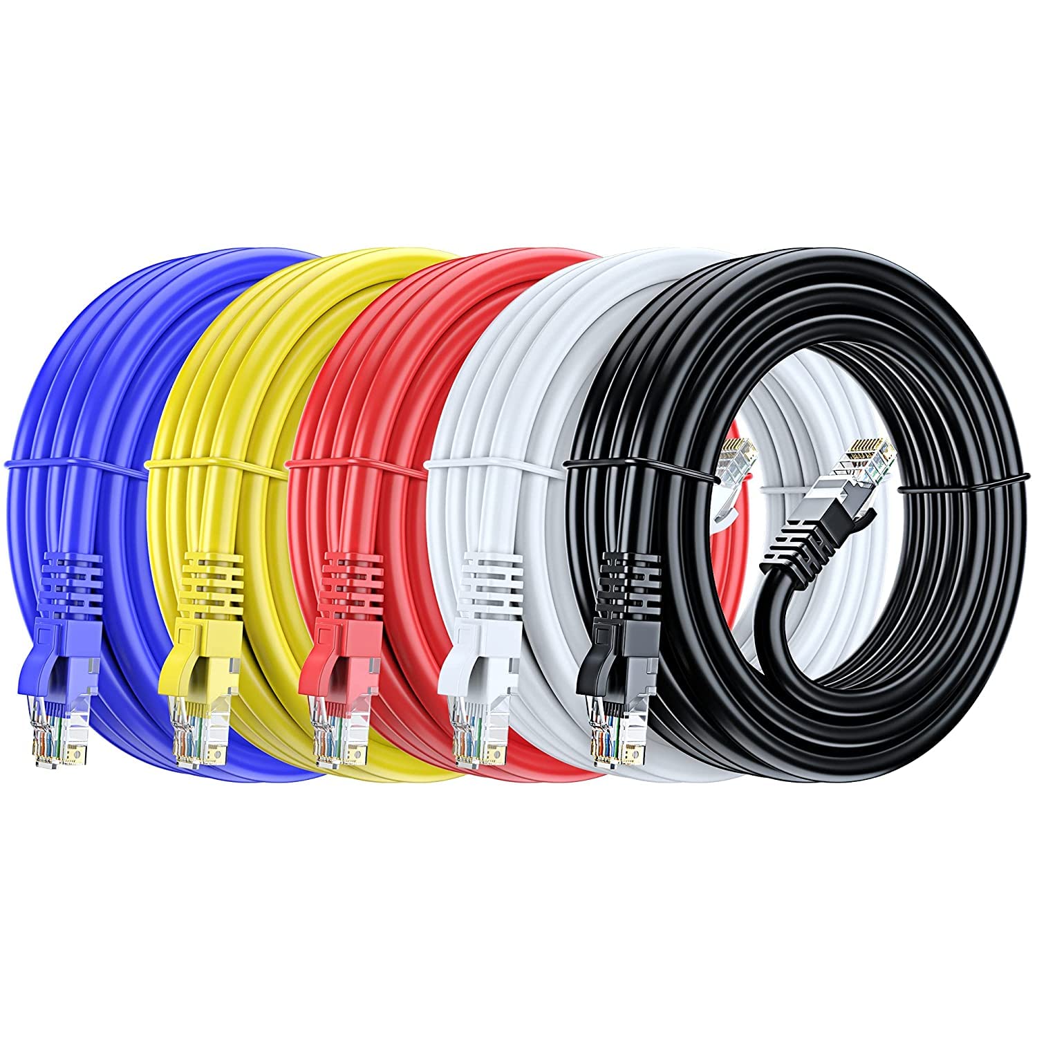 FEDUS 2 Meter 6.5 Feet Cat6 Ethernet Cable, Multicolour Pack 5,High Speed 550MHZ/10 Gigabit Speed UTP LAN Cable, Network Cable Internet Cable RJ45 Cable LAN Wire,Patch Computer Cord Gigabit.