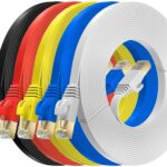 FEDUS 2M/6.5Ft Cat6 Flat Ethernet Cable, Multicolour Pack of 5, High-Speed 250MHZ/1 Gigabit Speed UTP LAN Cable, Network Internet Cable RJ45 Cable LAN Wire, Patch Computer Cord Gigabit Category 6
