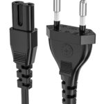 FEDUS Black 5.9 Feet 2-pin Universal Replacement AC Power Cord Cable Wire for LED TV, Printer, Play Station, Laptop PC Notebook Computer, Tape Recorder, Camera