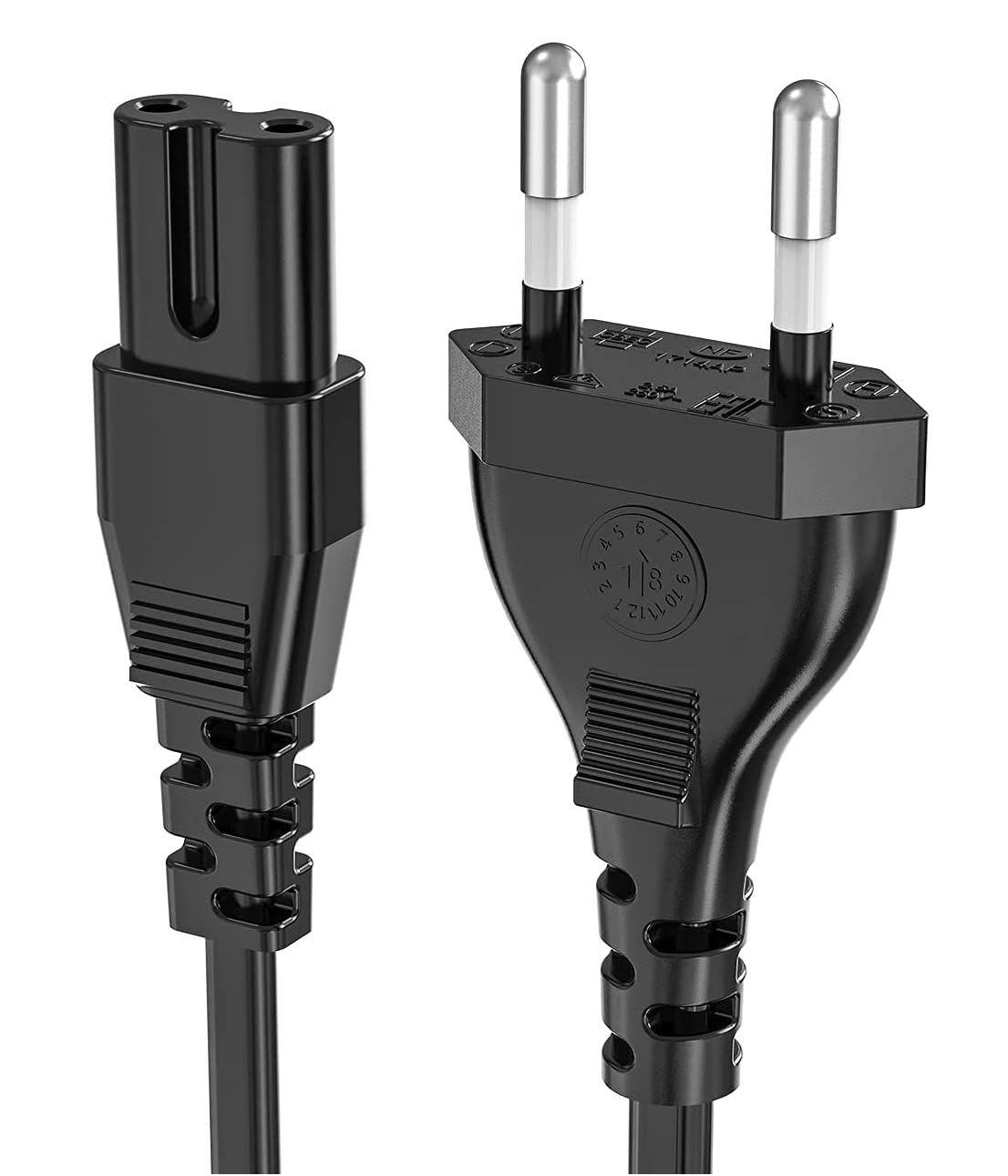 FEDUS Black 5.9 Feet 2-pin Universal Replacement AC Power Cord Cable Wire for LED TV, Printer, Play Station, Laptop PC Notebook Computer, Tape Recorder, Camera
