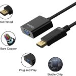 FENTICO DisplayPort (DP) to VGA Adapter, Gold-Plated Display Port to VGA Adapter (Male to Female) Compatible with Computer, Desktop, Laptop, PC, Monitor, Projector, HDTV - Black (UNI-DIRECTIONAL)