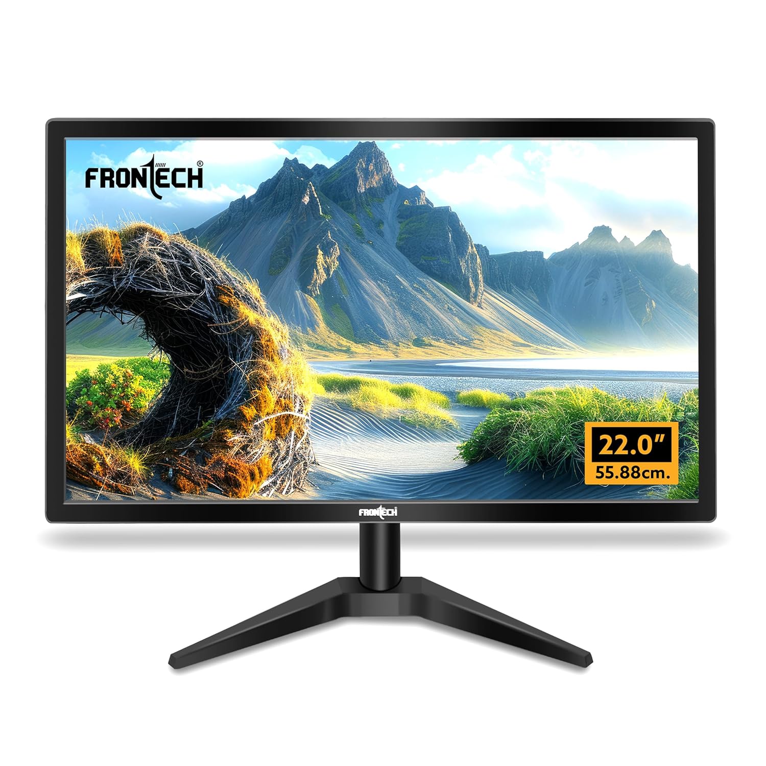 FRONTECH 22 Inch HD LED Monitor | Refresh Rate 60 Hz, 1680 X 1050 Pixels | Wall Mountable Slim & Stylish Design with 16.7M Colors| HDMI & VGA Ports, Built-in Power Supply (MON-0060,Black)