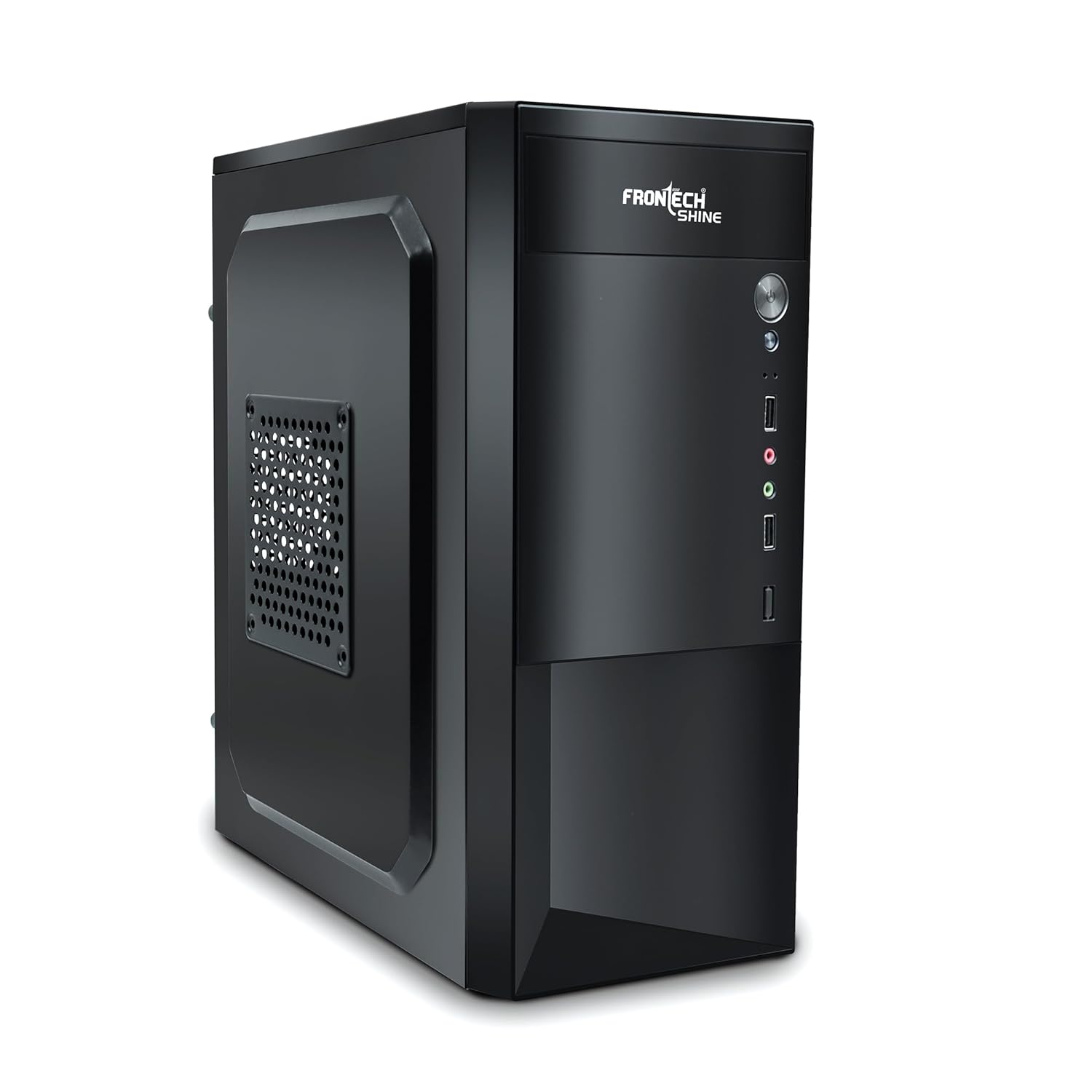 FRONTECH Shine Silver Series Cabinet/Computer Case with HD Audio | ATX/Mini ATX Compatible | 2 x Front USB | Ideal for Home/Office/Gaming (FT 4265, Black)