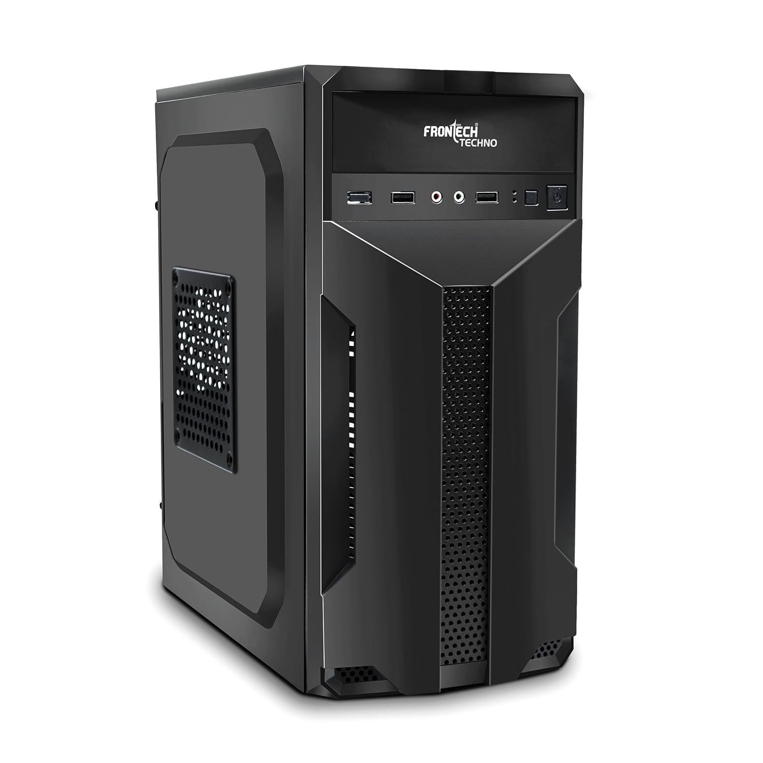 FRONTECH Techno Silver Series Cabinet/Computer Case with HD Audio | ATX/Mini ATX Compatible | 2 x Front USB | Ideal for Home/Office/Gaming (FT 4268, Black)