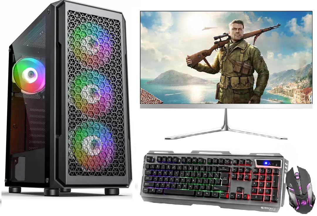Gaming Desktop Assembled Core i7 850 | 24inch Monitor| PC for Home & Business, Gaming and Editing (16 GB DDR3 Ram/512 GB SSD/4GB Graphic CardGT-730 /WiFi/Windows 10 with MS Office Trail Version
