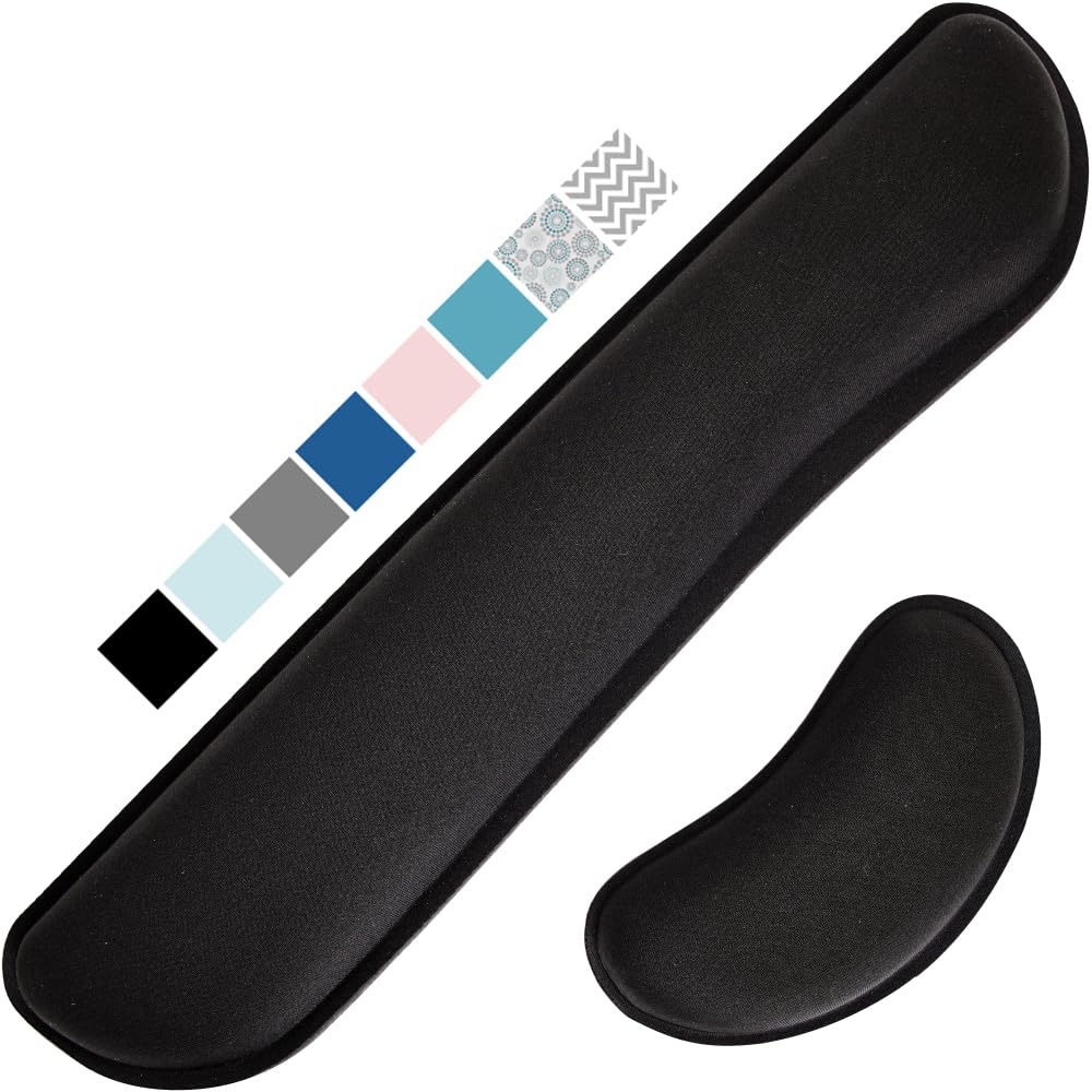 Gorilla Grip Soft Gel Memory Foam Ergonomic Wrist Rest, Slip Resistant, Comfortable Keyboard and Mouse Pad Cushion Set, Typing Pain Relief, Support for Office Computer Desks, Laptops, Gaming, Black
