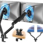 HEYMIX Dual Monitor Arm, Adjustable Computer Monitor Arm Gas Spring Swivel Dual Monitor Mount, Dual Arm Gas VESA Monitor Stand for 13“-32‘’ LED/LCD Gaming Monitors up to 9kg with 2-Grommet Mounting