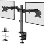 HEYMIX Dual Monitor Arm, Height Adjustable Dual Monitor Arm for 13-32" Computer Screens UP to 10KGs/22lbs, Ergonomic Heavy Duty Dual VESA Monitor Mount 75mm/100mm, Designed for Home, Office (Black)