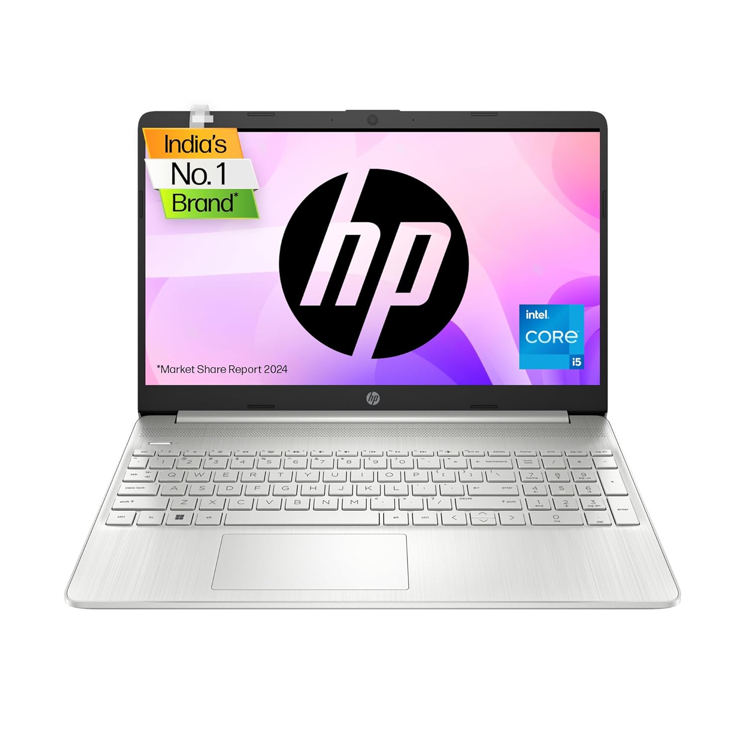 HP 15s 12th Gen Intel Core i5, 15/6inch (39.6 cm), 8GB RAM, 512GB SSD, Intel Iris Xe Graphics, Backlit Kb, (Win 11 Home, Natural Silver, 1.69kg), fq5202TU / fq5329TU