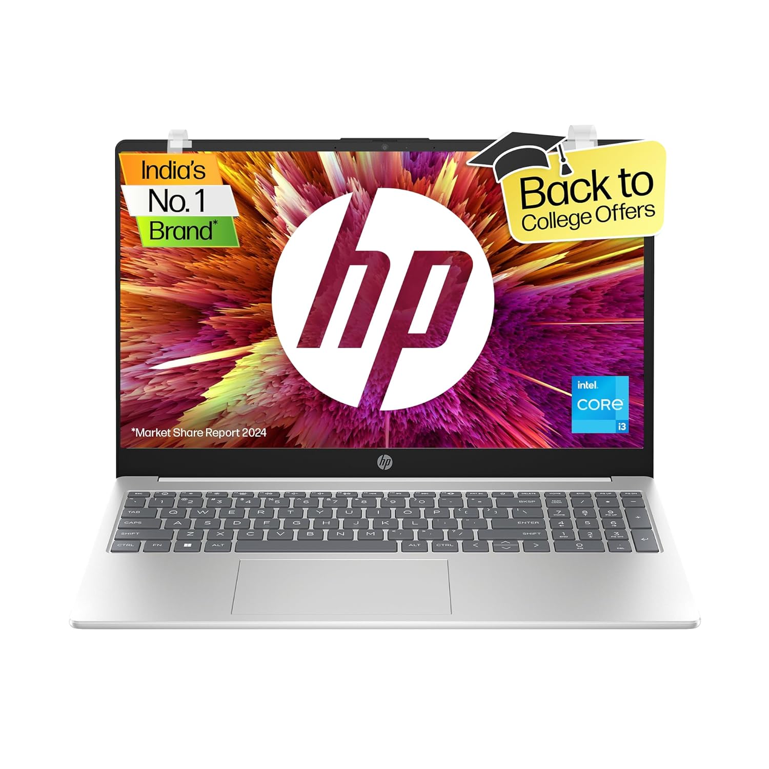 HP Laptop 15,13th Gen Intel® Core™ i3-1315U,15.6inch(39.6 cm),FHD,Anti-glare,8GB DDR4,512GB SSD,Dual speakers,Windows 11,MSO 2021,Natural Silver,1.59 kg,15-fd0186TU