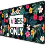 INOVERA Neoprene Extended Anti-Slip Rubber Gaming Mouse Pad Floral Stitched for Laptop, Computer Mat, 885L x 400B mm (Flower Good Vibes Only)