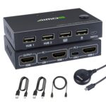 KCEVE Kvm Hdmi Switch For 2 Computers, 4K Hdmi Switcher Box 2 In 1 Out For 2 Pc Share Keyboard Mouse And Monitor Support 4K@30Hz, With Usb Hub Ports