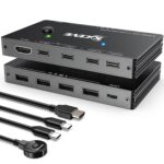 KCEVE Usb C Kvm Switch, 2 Ports Kvm Type-C Switcher Box Support 4K@60Hz For 2 Computers Share Keyboard Mouse And Monitor, Suppprt 87W Pd Fast Charging