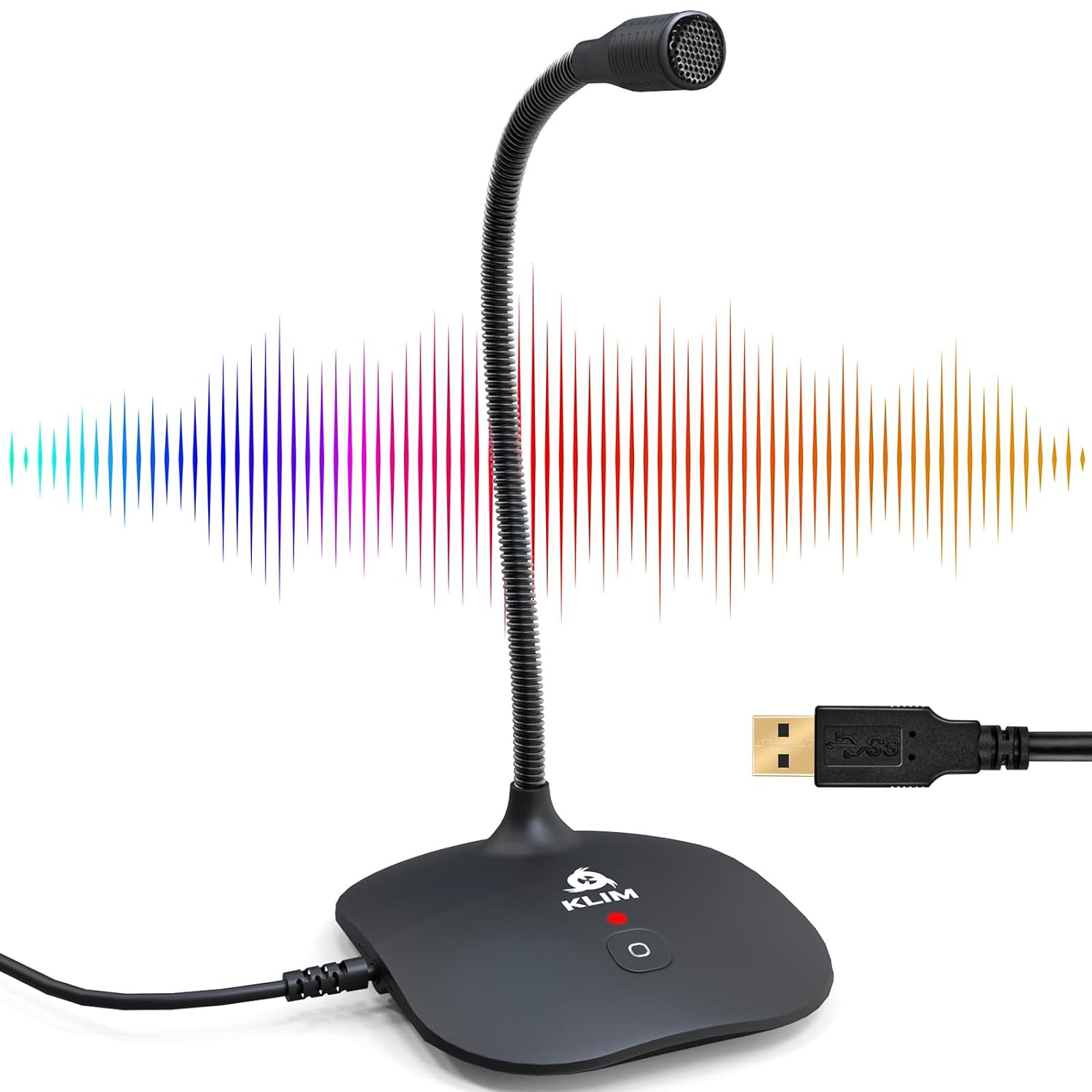 KLIM Talk - USB Desk Microphone for Computer - Compatible with Any PC, Laptop, Mac, PS4 - Professional Desktop Mic with Stand - Recording, Gaming, Streaming, YouTube, Podcast Mics, Studio Microfono