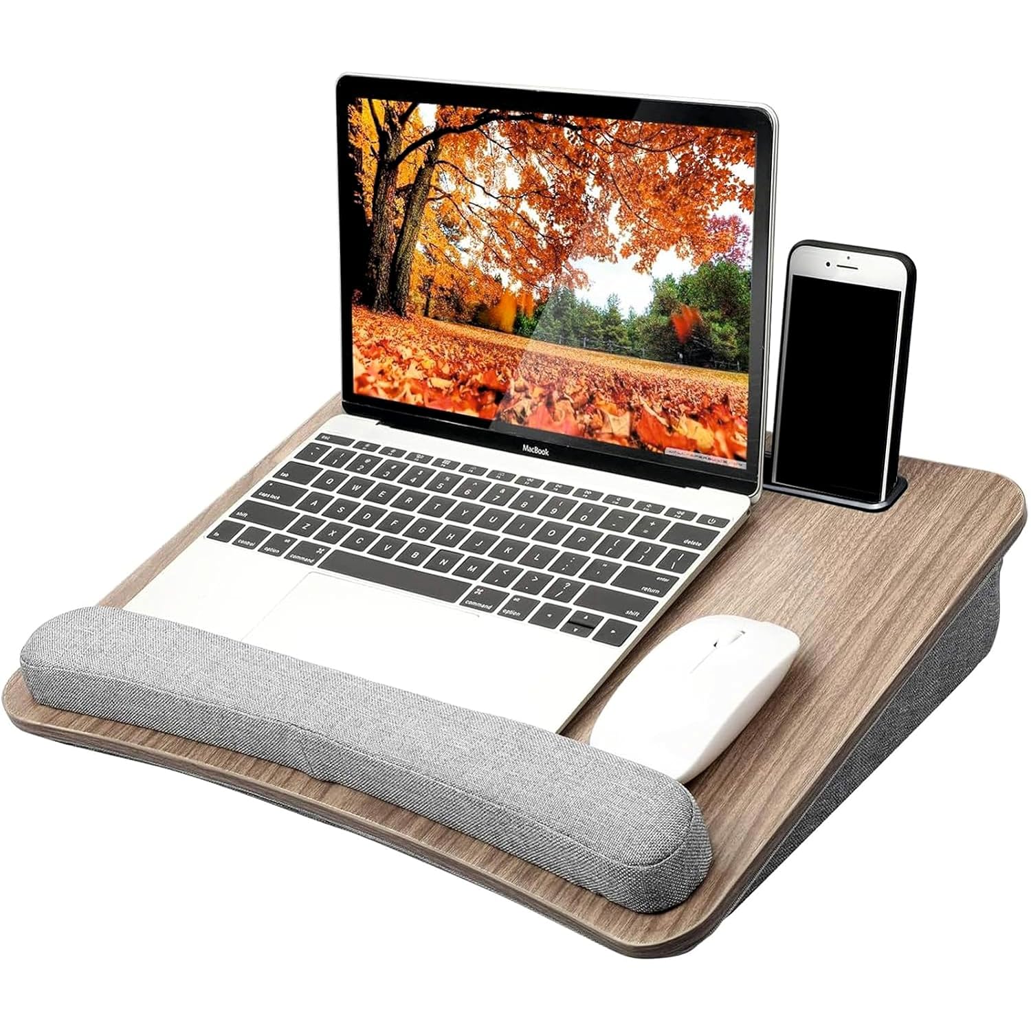 Kemendra Portable Lap Laptop Desk with Pillow Cushion, Fits up to 15.6 inch Laptop, with Anti-Slip Strip & Storage Function for Home Office Students Use as Computer Laptop Stand, Book Tablet