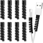 LAPSTER 12pcs Spiral Cable Protectors for Charger, Wires, Data Charger Cable Protector for Computers, Cell Phones etc.(Black)