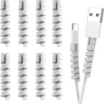 LS LAPSTER Quality Assured 12Pcs Spiral Cable Protectors for Data Charger, Wires Computers, Cell Phones Etc.(Grey)