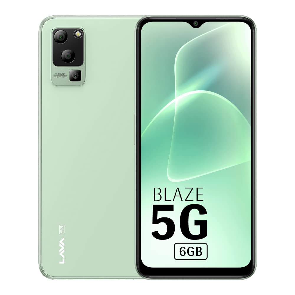 Lava Blaze 5G (Glass Green, 6GB RAM, UFS 2.2 128GB Storage) | 5G Ready | 50MP AI Triple Camera | Upto 11GB Expandable RAM | Charger included | Clean Android (No Bloatware)