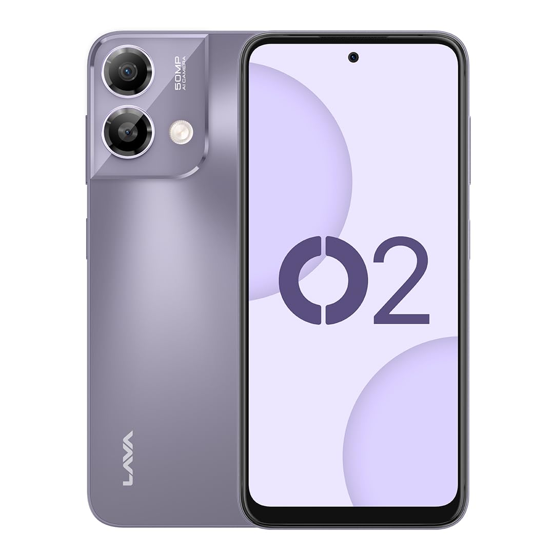 Lava O2 (Majestic Purple, 8GB RAM, UFS 2.2 128GB Storage) |AG Glass Back|T616 Octacore Processor|18W fast charging|6.5 inch 90Hz Punch Hole Display|50MP AI Dual Camera|Upto 16GB expandable RAM