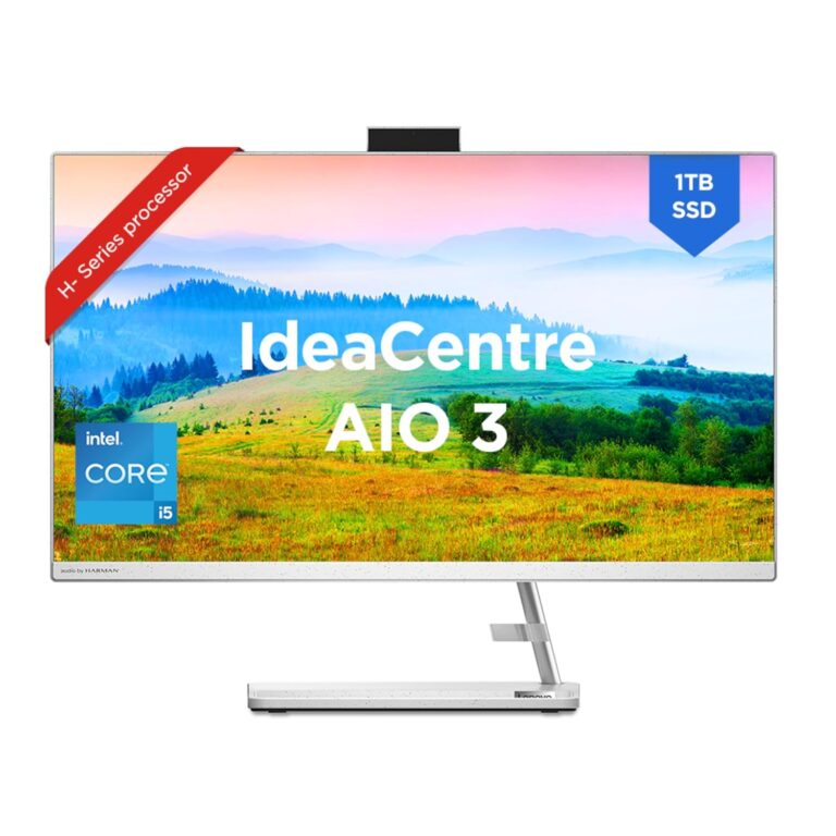 Lenovo IdeaCentre AIO 3 Intel i5 12450H 27" FHD IPS 3-Side Edgeless All-in-One Desktop with Alexa Built-in (16GB/1TB SSD/Win11/MS Office 2021/5.0MP + IR Camera/Wireless Keyboard & Mouse), F0GJ00QPIN