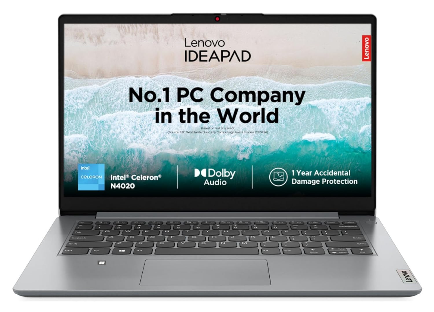 Lenovo IdeaPad 1 Intel Core Celeron N4020 14" HD Thin and Light Laptop (8 GB/256GB SDD/Windows 11 Home/1Yr ADP Free/Cloud Grey/1.3Kg), 82V6005EIN