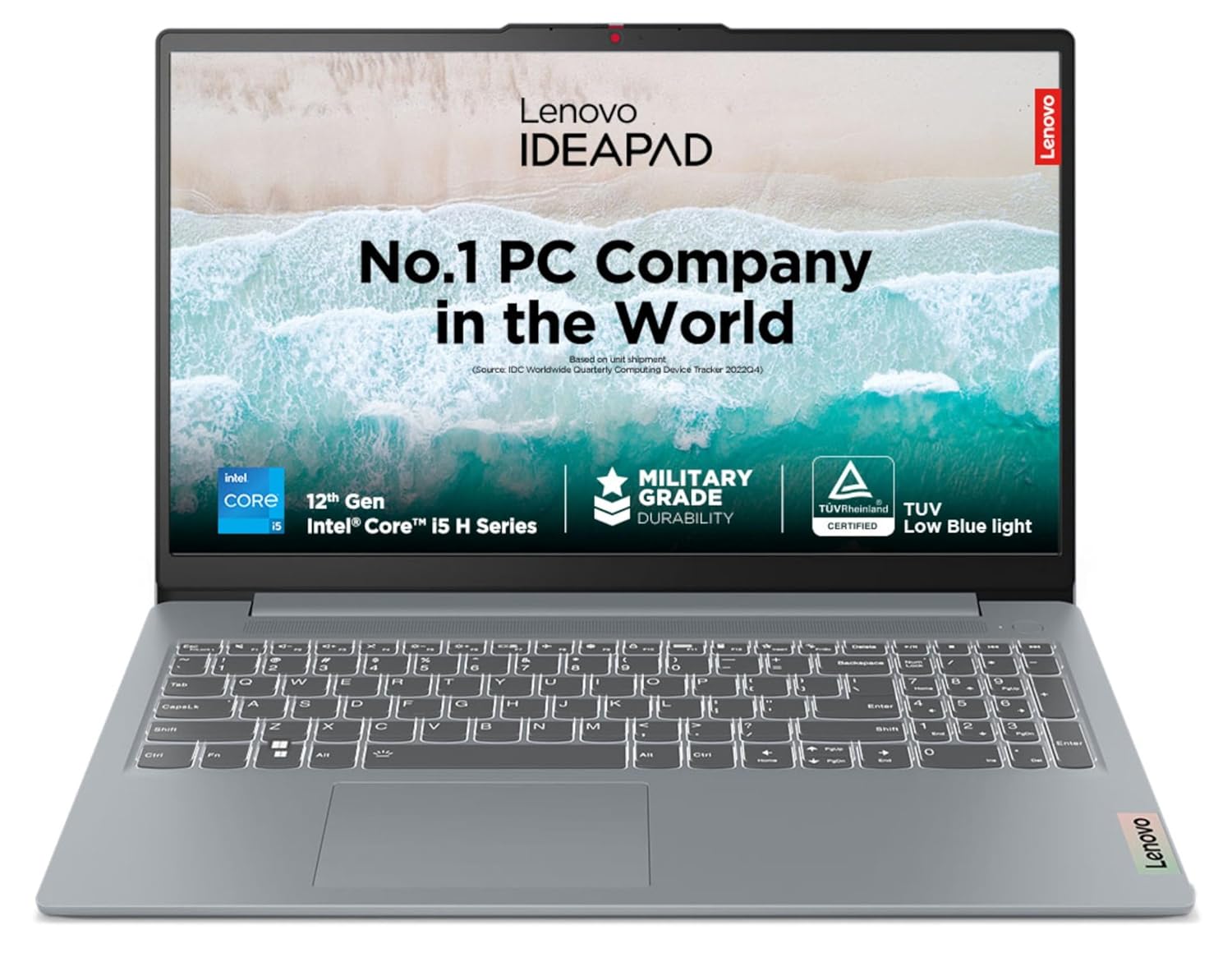 Lenovo IdeaPad Slim 3 12th Gen Intel Core i5-12450H 15.6" (39.6cm) FHD Thin & Light Laptop (16GB/512GB SSD/Win 11/Office 21/Alexa/Backlit KB/1 Yr Warranty + ADP/3 Mon Game Pass/Grey/1.6Kg), 83ER008DIN