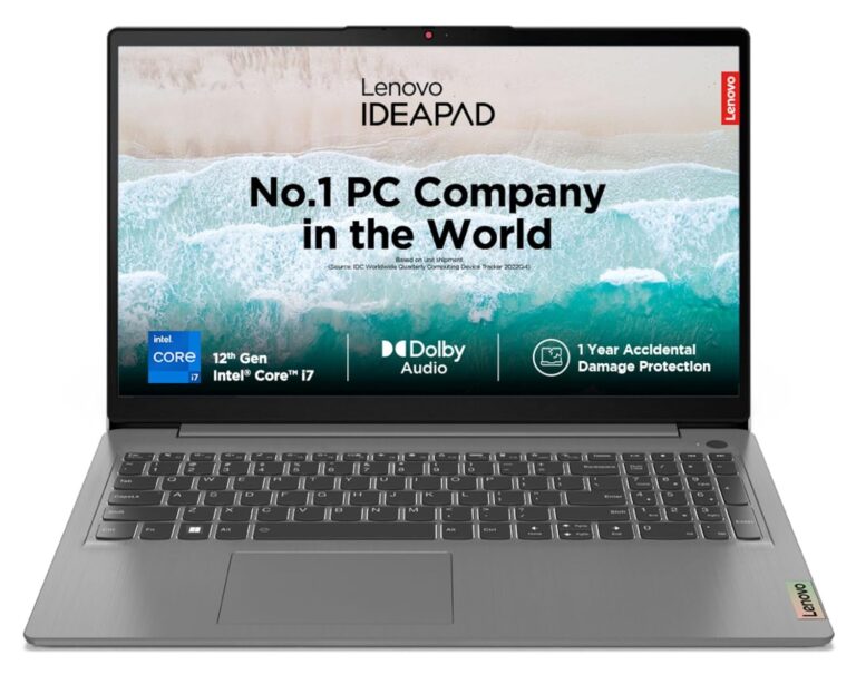 Lenovo IdeaPad Slim 3 Intel Core i7 12th Gen 15.6 inch (39.62cm) FHD Thin & Light Laptop (8GB/512GB SSD/Windows 11/Office 2021/1Yr ADP Free/3months Game Pass/Arctic Grey/1.63Kg), 82RK011EIN