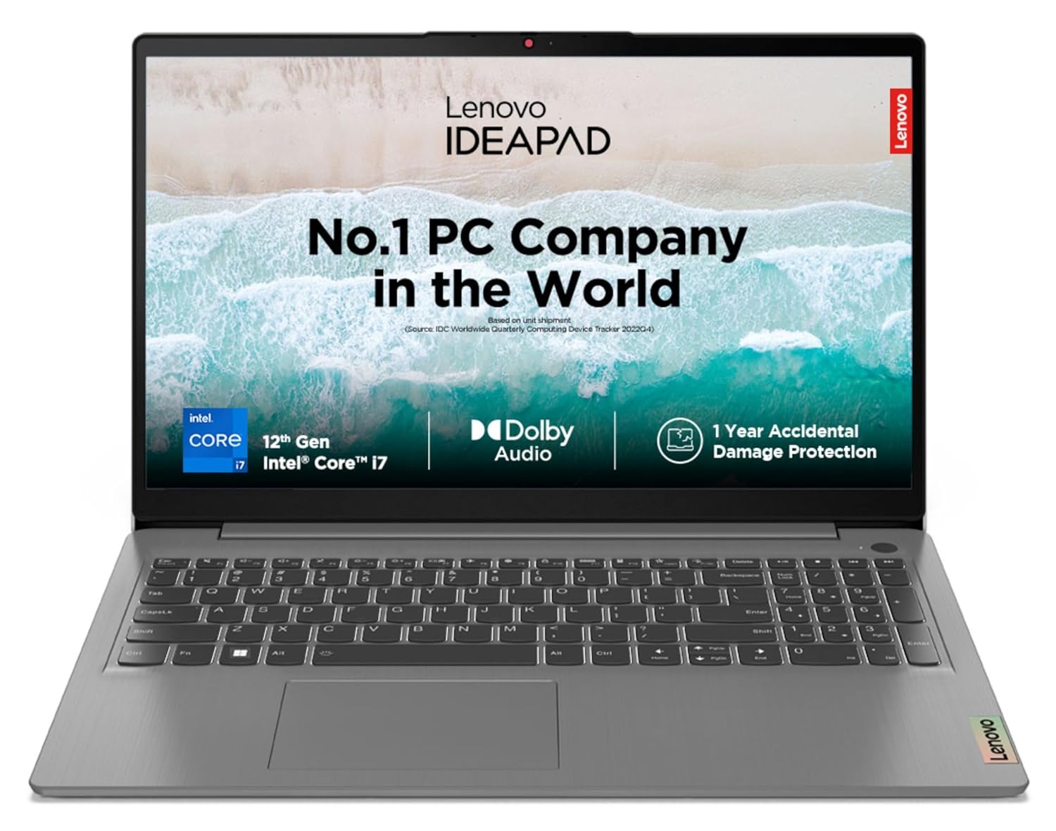 Lenovo IdeaPad Slim 3 Intel Core i7 12th Gen 15.6 inch (39.62cm) FHD Thin & Light Laptop (8GB/512GB SSD/Windows 11/Office 2021/1Yr ADP Free/3months Game Pass/Arctic Grey/1.63Kg), 82RK011EIN