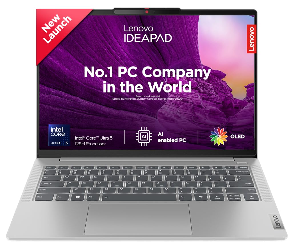 Lenovo IdeaPad Slim 5 Intel Core Ultra 5 125H Built-in AI 14" (35.5cm) WUXGA-OLED 400Nits Thin & Light Laptop (16GB/1TB SSD/Win 11/Office 21/FHD+IR Camera/Alexa/3 Mon GamePass/Grey/1.4Kg), 83DA003GIN