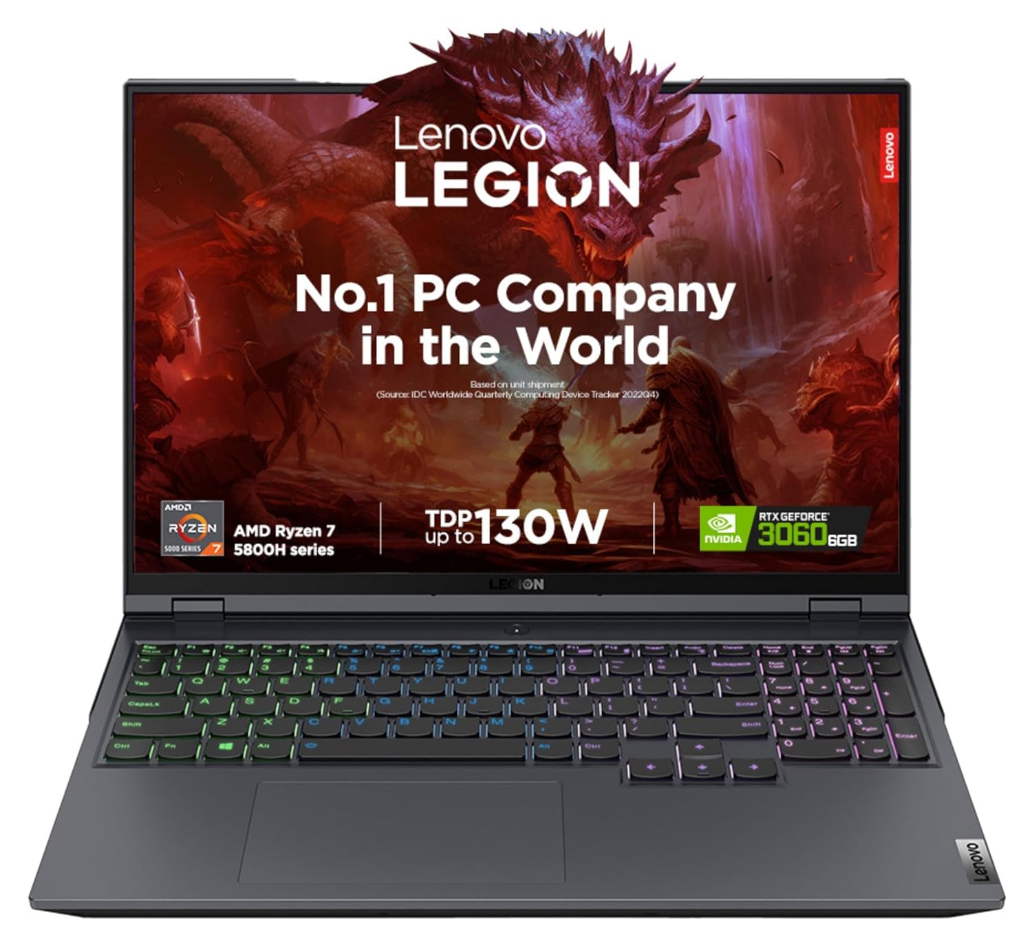 Lenovo Legion 5 Pro AMD Ryzen 7 5800H 16" (40.64cm) WQXGA-IPS 165Hz 500Nits Gaming Laptop (16GB/512GB SSD/Win 11/Office 2021/NVIDIA RTX 3060 6GB/Alexa/3 Month Game Pass/Storm Grey/2.45Kg), 82JQ010EIN