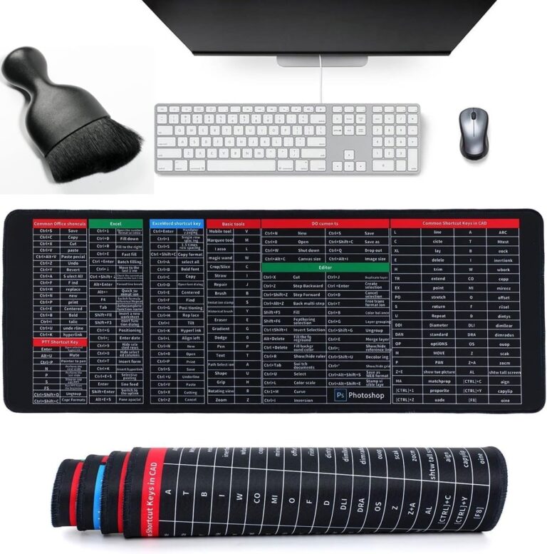 MKgrovv Excellent Anti slip Keyboard pad Office Excel Microsoft Software Shortcuts Key Pattern Extended Large Sheet Mouse Pad Perfect for Computer learning Skill (Keyboard Pad with Cleaning Brush)