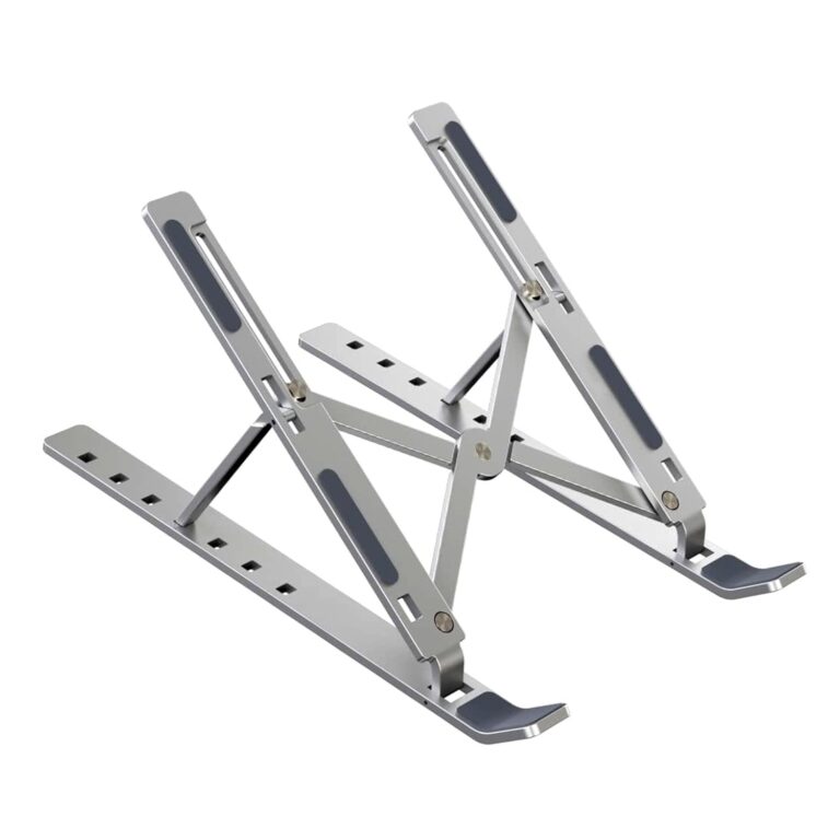 Mcare 6 Angles Adjustable, Foldable, Portable Aluminium Laptop Stand for Desk, Ergonomic Computer Stand Laptop Riser Compatible Upto 15.6 Inch Laptop (Silver)