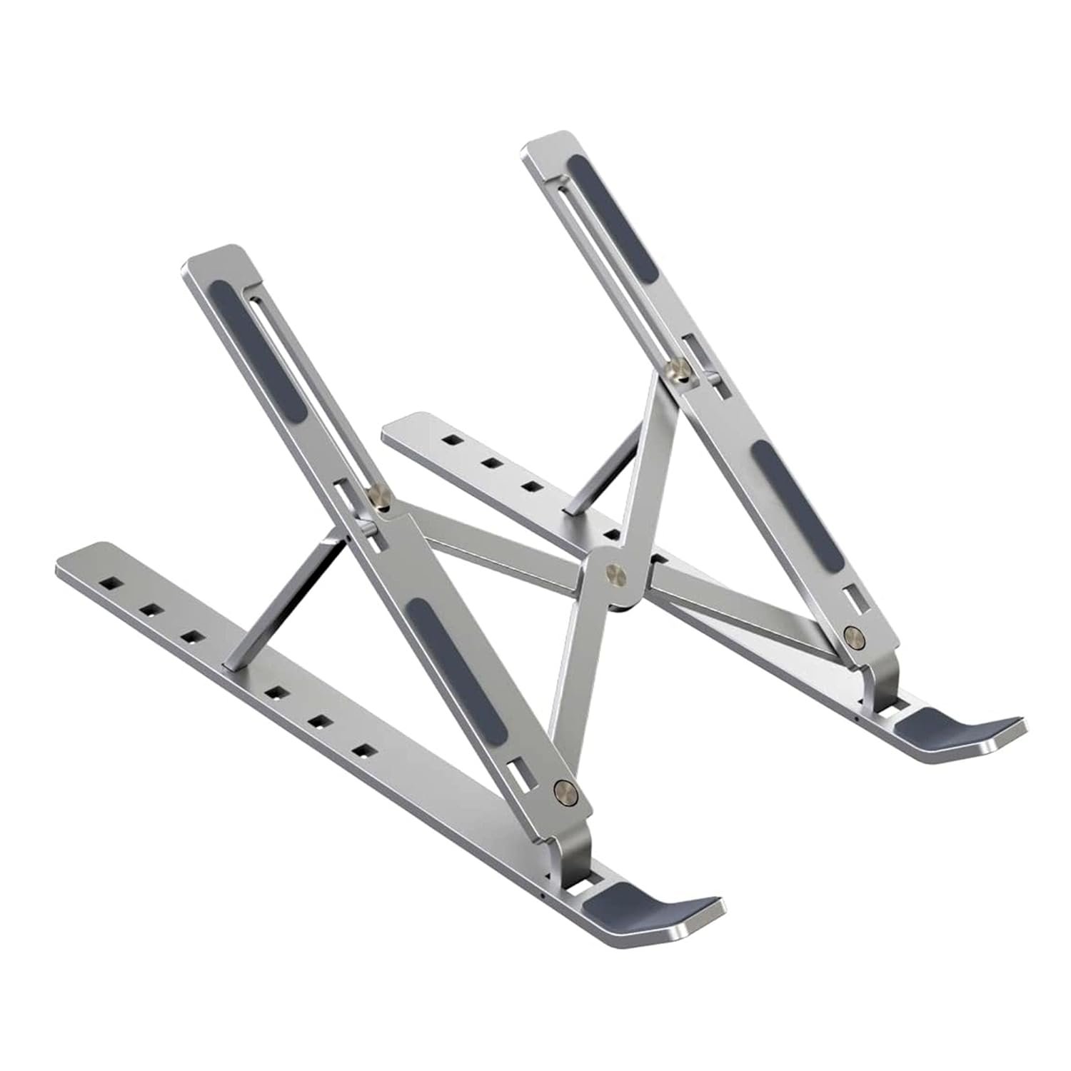 Mcare 6 Angles Adjustable, Foldable, Portable Aluminium Laptop Stand for Desk, Ergonomic Computer Stand Laptop Riser Compatible Upto 15.6 Inch Laptop (Silver)