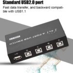 Meshiv Printer Sharing USB Switch I 4 Port USB 2.0 Selector Switch Box for 4 PC Share 1 USB Device Printer PC Computer Scanner Printers etc. Black (Manual Printer Sharing Switch)