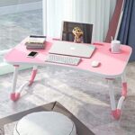 Mistri Laptop Stand for Desk, Computer Stand Laptop Riser, Phone and Tablet Stand for Desk, Portable Laptop Cup Holder Compatible with Foldable Leg, Laptop,Tablet (Pink)