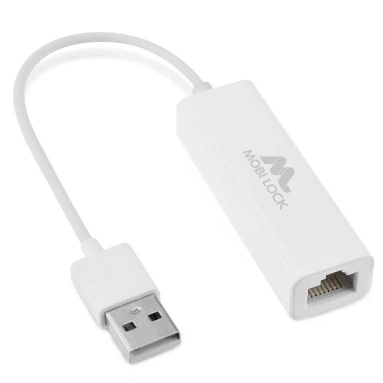 Mobi Lock USB Ethernet (LAN) Network Adapter Compatible with Laptops, and All USB 2.0 Compatible Computers Including Windows 7 to 11, Vista, All Mac OS X, and macOS - by Mobi Lock, White