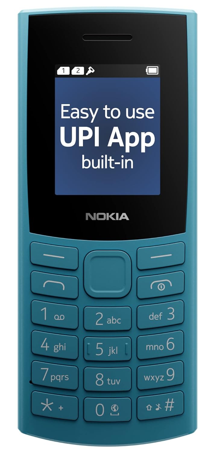 Nokia 106 4G Keypad Phone with 4G, Built-in UPI Payments App, Long-Lasting Battery, Wireless FM Radio & MP3 player, and MicroSD card slot | Blue