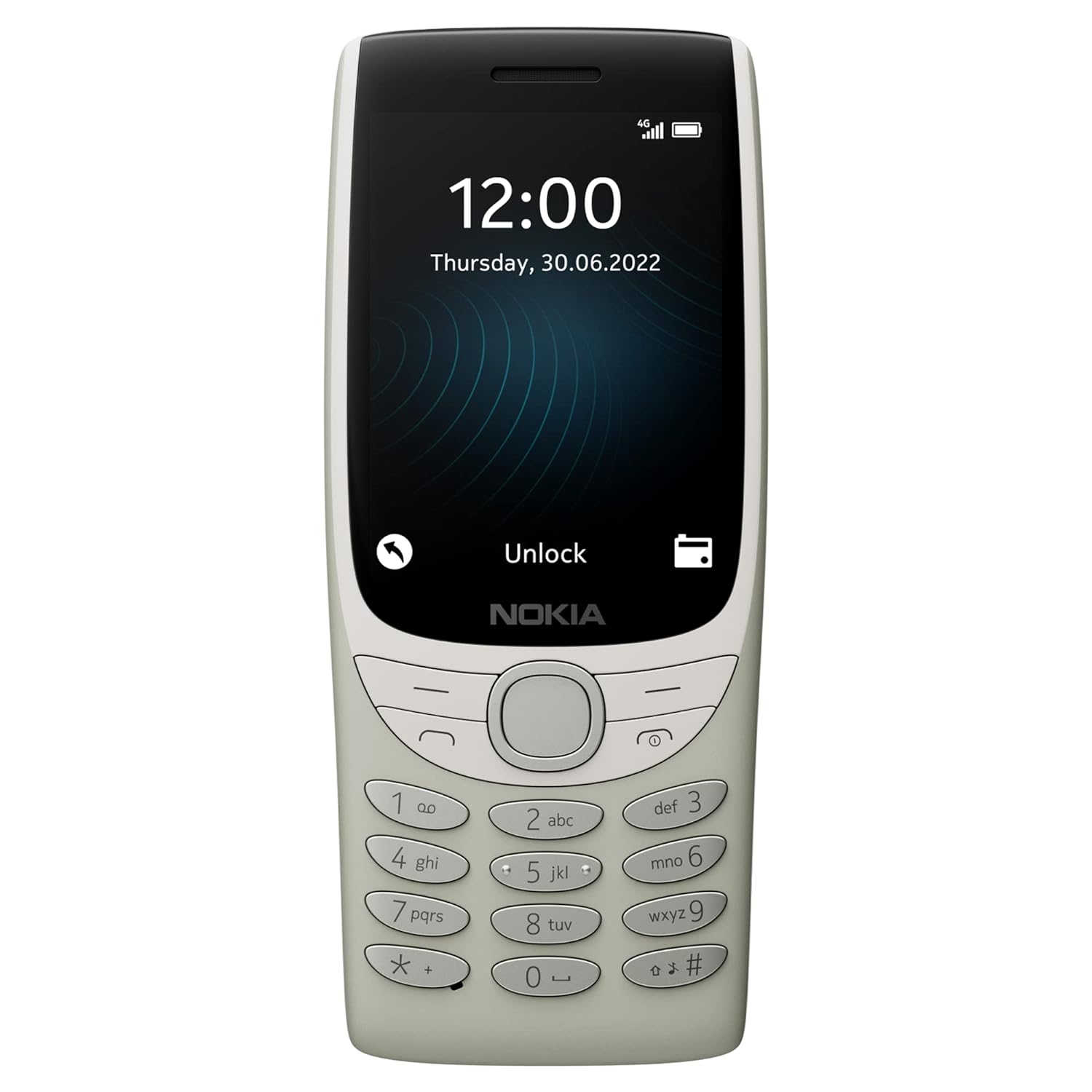 Nokia 8210 4G VoLTE keypad phone with dual SIM, big display, inbuilt MP3 player & wireless FM radio | Sand