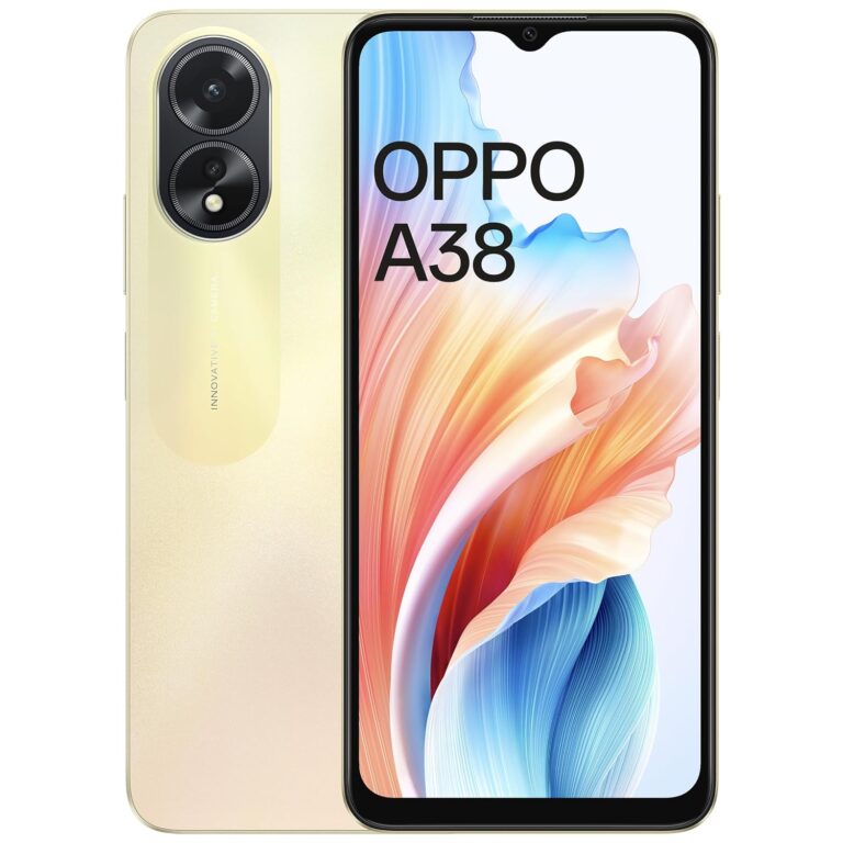 OPPO A38 (Glowing Gold, 4GB RAM, 128GB Storage) | 5000 mAh Battery and 33W SUPERVOOC | 6.56" HD 90Hz Waterdrop Display | 50MP Rear AI Camera with No Cost EMI/Additional Exchange Offers