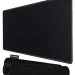 RIATECH 3mm Thickness Extra Large Size (900x400mm) Speed Type Extended Gaming Mouse Pad with Stitched Embroidery Edge, Non-Slip Rubber Base Desk Mat for Laptop/Computer Office (Black)