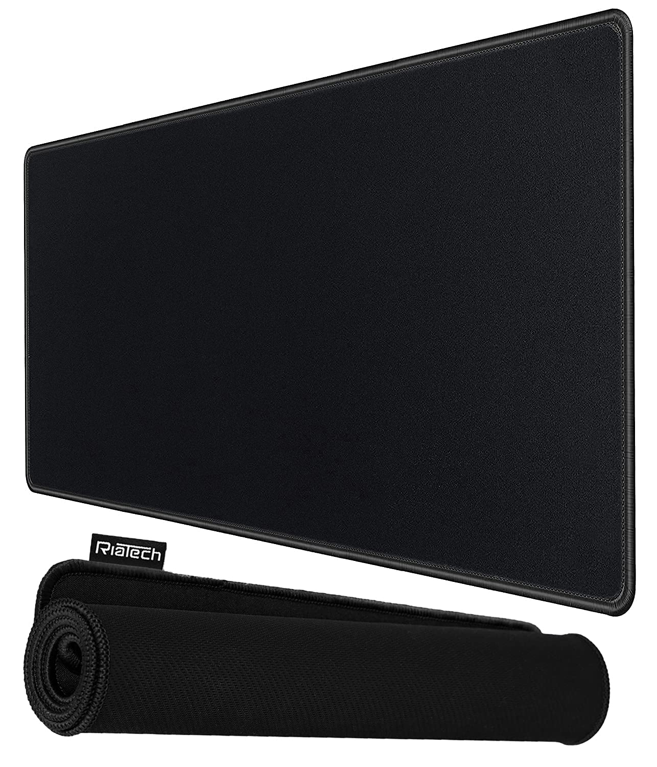 RIATECH 3mm Thickness Extra Large Size (900x400mm) Speed Type Extended Gaming Mouse Pad with Stitched Embroidery Edge, Non-Slip Rubber Base Desk Mat for Laptop/Computer Office (Black)
