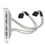RIATECH 4 Ports USB 2.0 Header Port Slot Plate Adapter Panel Cable Female Screw to Motherboard 9pin Header Back PCI Rear Panel Bracket for Desktop Computer