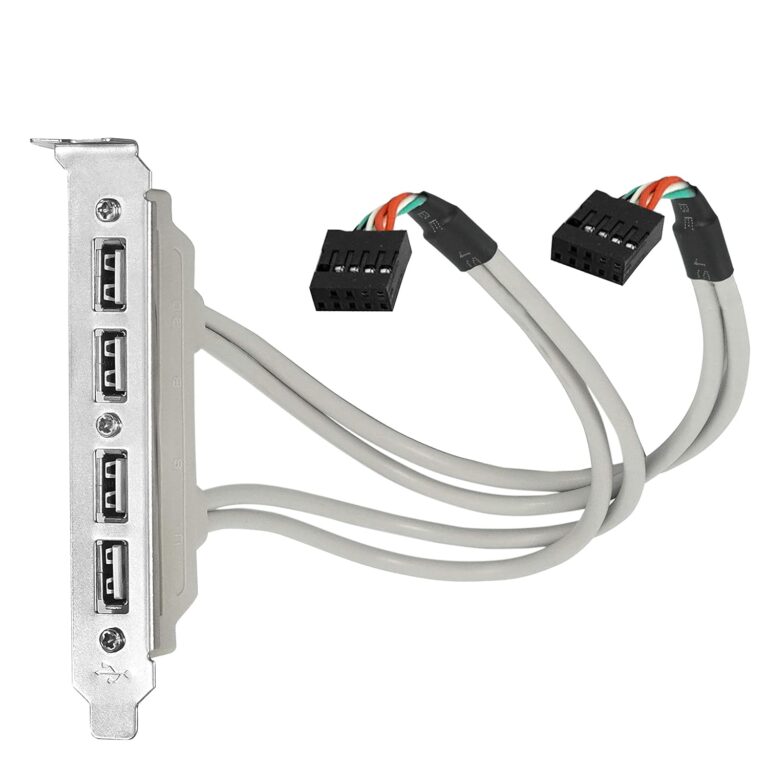 RIATECH 4 Ports USB 2.0 Header Port Slot Plate Adapter Panel Cable Female Screw to Motherboard 9pin Header Back PCI Rear Panel Bracket for Desktop Computer