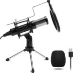 RODZ USB Microphone, Cardioid Condenser Computer PC Mic with Tripod Stand, Pop Filter, Shock Mount for Gaming, Streaming, Podcasting, YouTube, Twitch, Discord, Compatible with Laptop Desktop