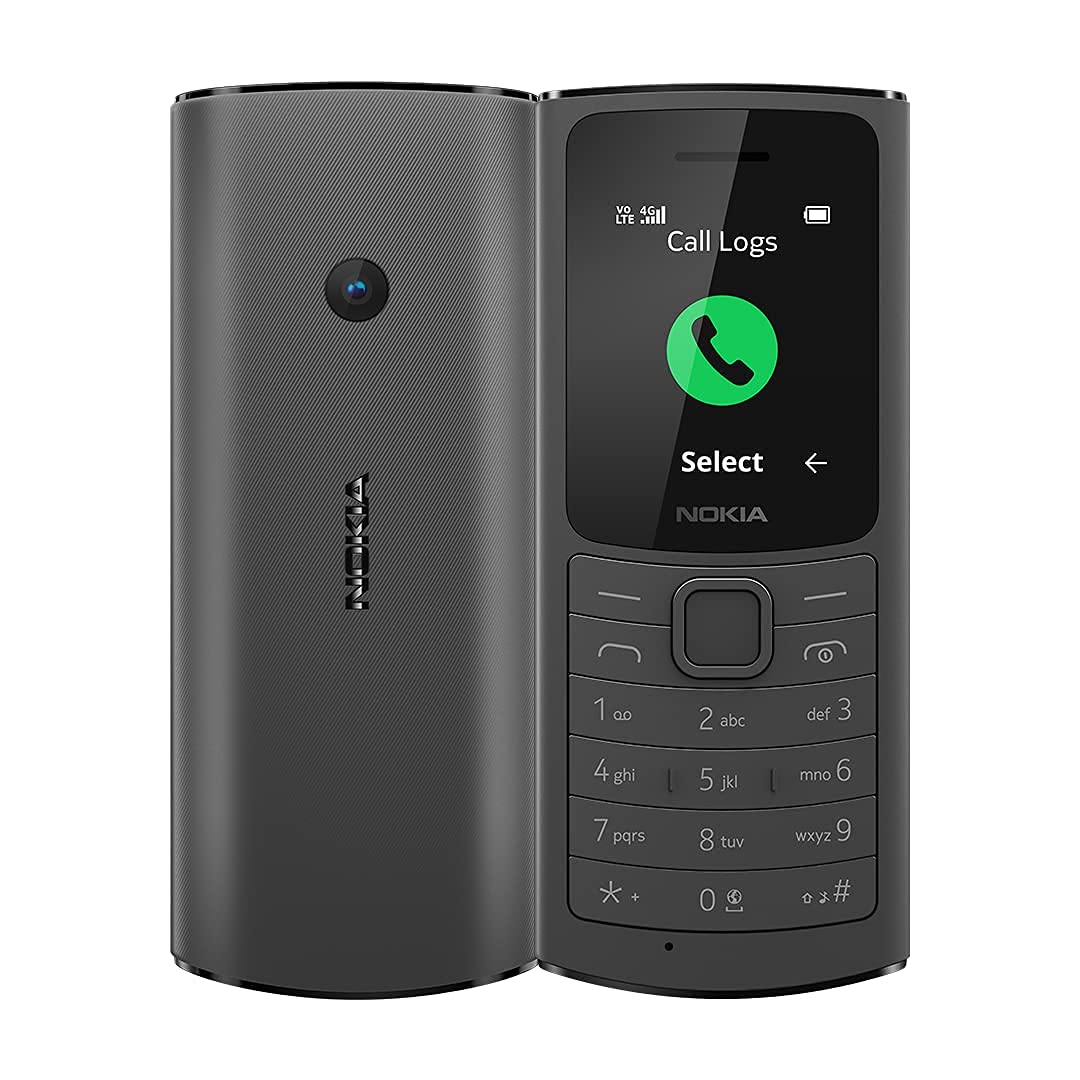 (Refurbished) Nokia 110 4G with Volte HD Calls, Up to 32GB External Memory, FM Radio (Wired & Wireless Dual Mode), Games, Torch | Black