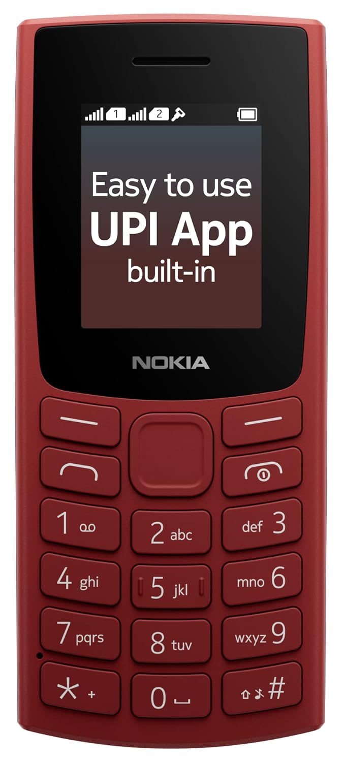 (Refurbished) Nokia All-New 105 Dual Sim Keypad Phone with Built-in UPI Payments, Long-Lasting Battery, Wireless FM Radio | RED