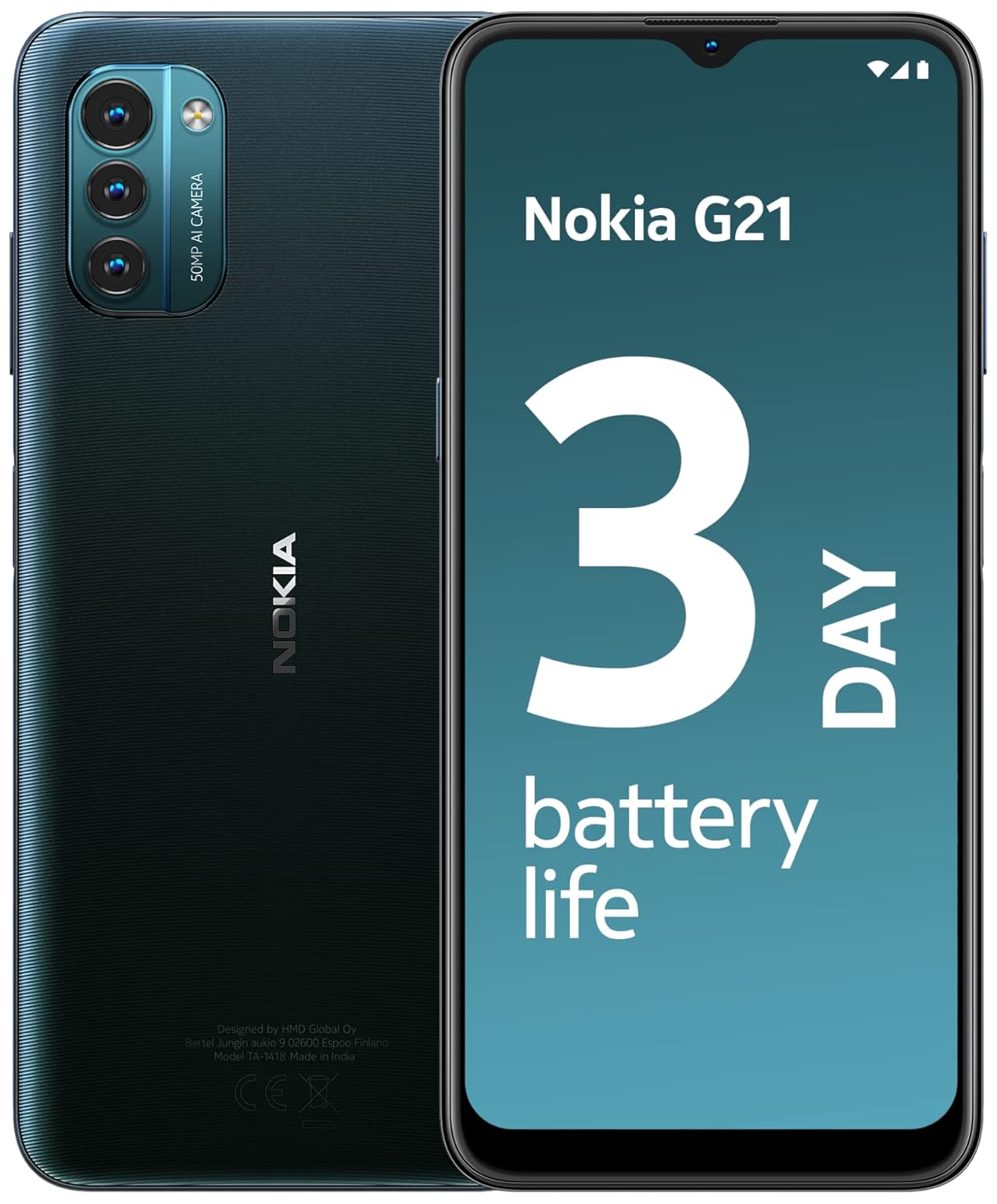 (Refurbished) Nokia G21 Android Smartphone, Dual SIM, 3-Day Battery Life, 6GB RAM + 128GB Storage