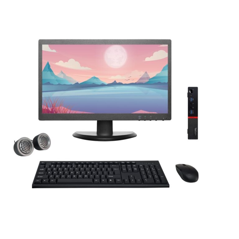 (Refurbished)Lenovo ThinkCentre Tiny 19" HD All-in-One Desktop Computer Set (Intel i5 6th Gen| 16 GB RAM| 256 GB SSD| 19" HD LED Monitor| Wireless KB & Mouse| Speakers| WiFi| Windows 11| MS Office)