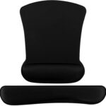 RiaTech 2in1 Mouse Pad with Wrist Support and Keyboard Wrist Rest Support with Non Slip Rubber Base Set for Computer Laptop Mac, Easy Typing & Pain Relief (Black)