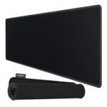 RiaTech Extra Large Size (800mm x 250mm x 2mm) Speed Type Extended Gaming Mouse Pad with Stitched Embroidery Edge, Non-Slip Rubber Base Mousepad for Laptop/Computer- Black with Black Border